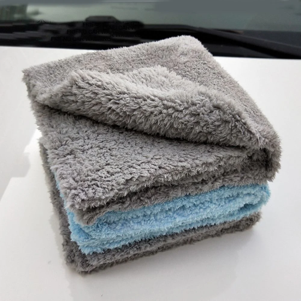 Custom 40X40cm 400-600GSM Pantone Color Number Black Grey Ultrasonic Edgeless Microfiber Plush Hair Coral Fleece Velvet Towel Cleaning Drying Microfibre Cloth