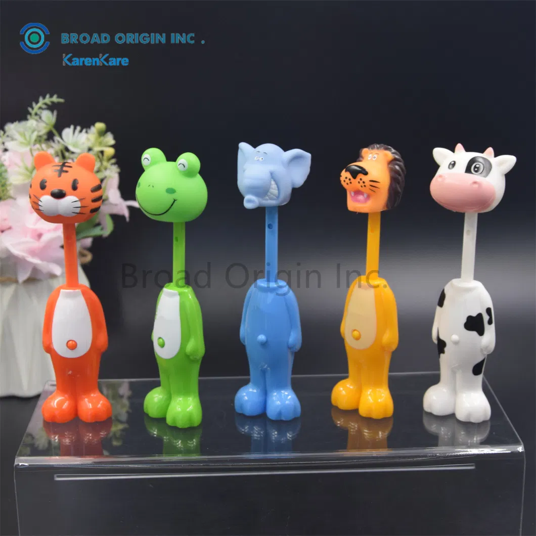 BPA Free Unique Tiger Character Head Funny Kids Toothbrush Animal Shape