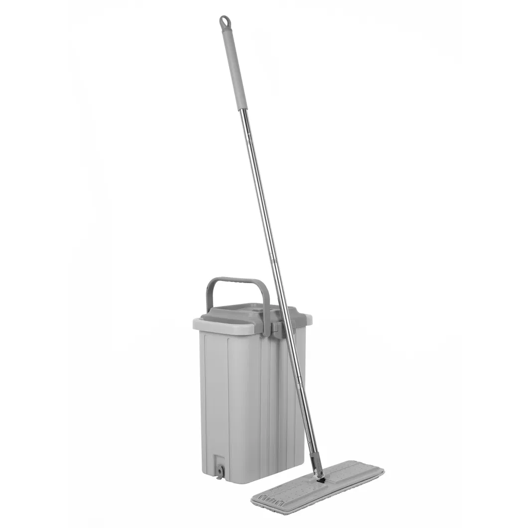 Mop and Bucket with Wringer Set, Flat Mops for Floor Cleaning, Microfiber Pads and Mop Head, Wet and Dry Use, Household Cleaning Tools, for Hardwood