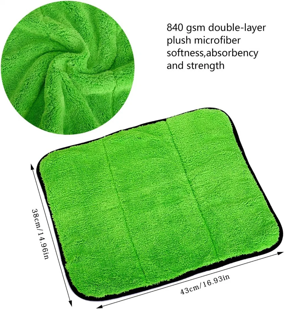 Factory Directly Wholesale Thicken 800GSM 1200 GSM Double Layer Microfiber Towel Quick Dry High Water Absorption Car Wash Cleaning Towel Free Sample