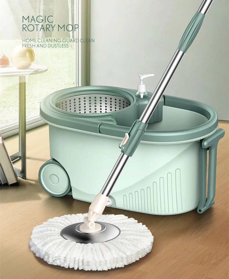 Magic Rotary 360 Microfiber Refill and Stainless Twisted Pole Mop with Mop Bucket and Big Wheels