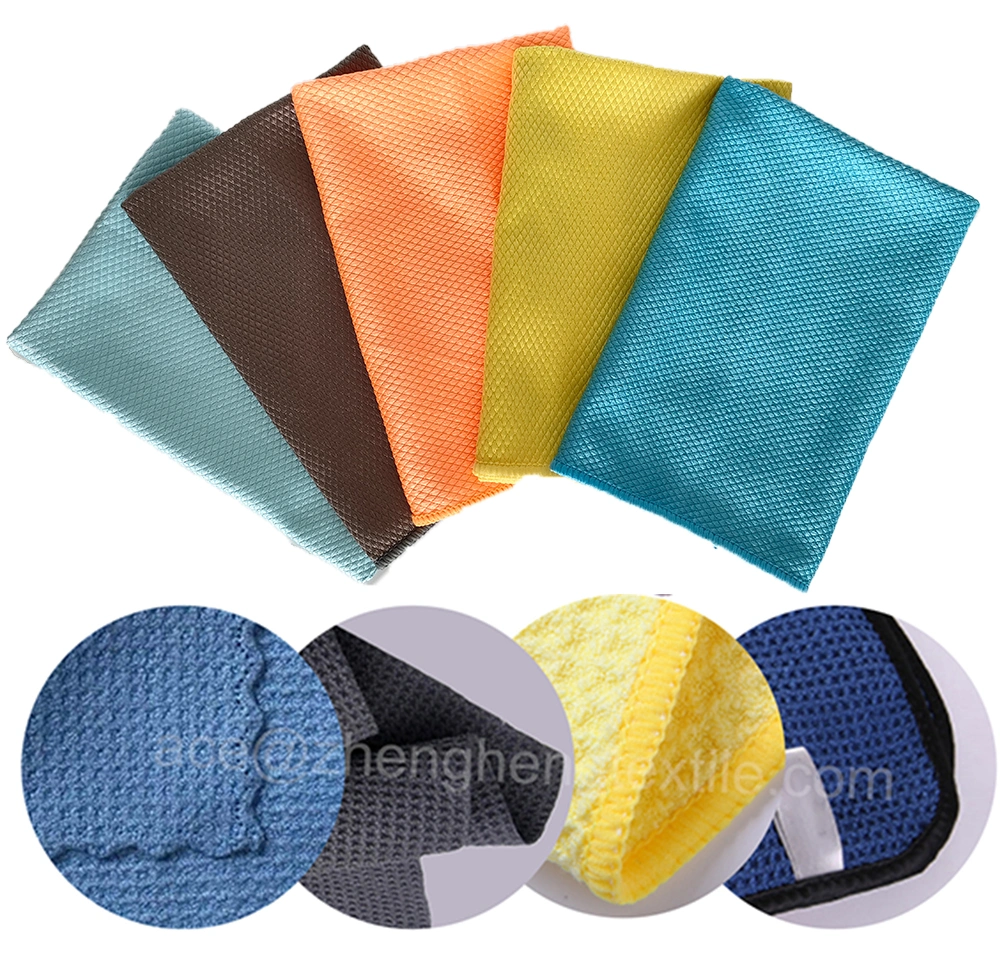 Snake Skin Diamond Microfiber Kitchen Towel Microfibre Fish Scale French Terry Cloth for Glass Cleaning and Car Care Towel