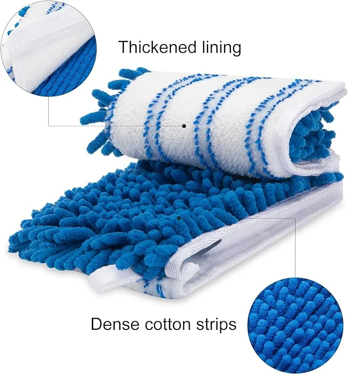 Esun Washable Double Sided All Surface Cleaning Microfiber Floor Dust Chenille Mop Pads for Dry Wet Use