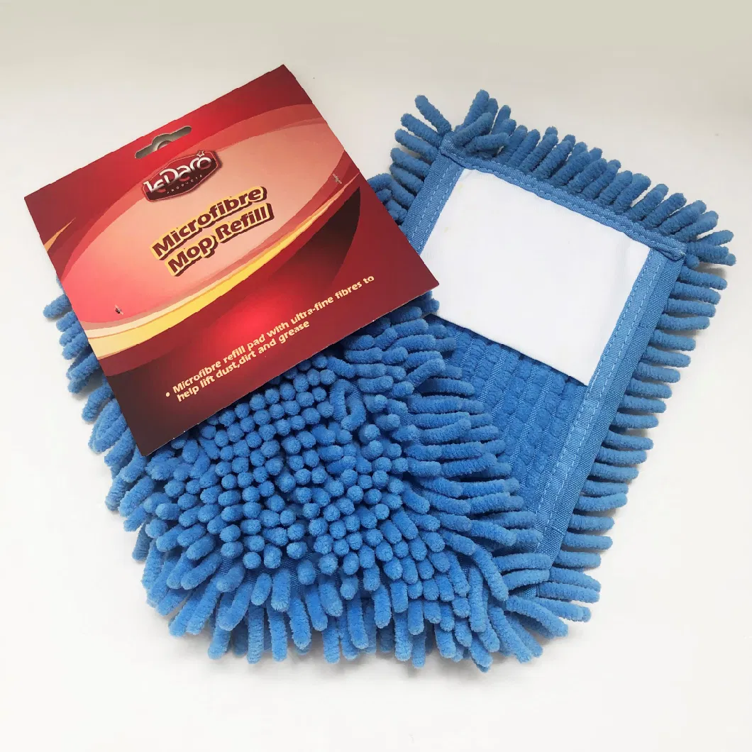 Wholesales Price Flat Mop Head Replacement Clean Washable Cloth Pad Forchenille Mop Refill with Polyester Matrial for All Floor Cleaning