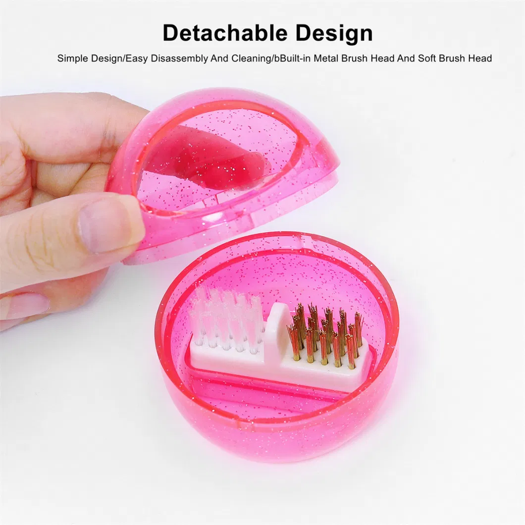 New Nail Polishing Head Cleaner Detachable Soft and Hard Steel Wire Polishing Head with Brush Cleaning Box