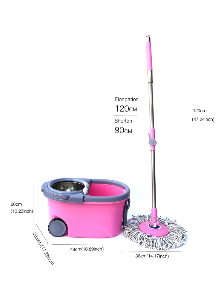 Detachable Washing Spinner Spin Magic Mop 360 with Microfiber Refill and Stainless Twisted Pole with Big Wheels