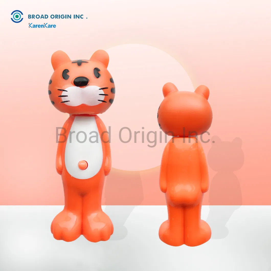 BPA Free Unique Tiger Character Head Funny Kids Toothbrush Animal Shape