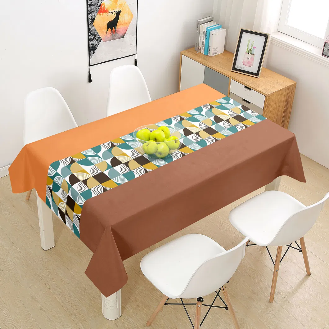 PVC Tablecloth Plain Textured Lines Easy Wipe Clean Retecangle Plastic Table Cloth