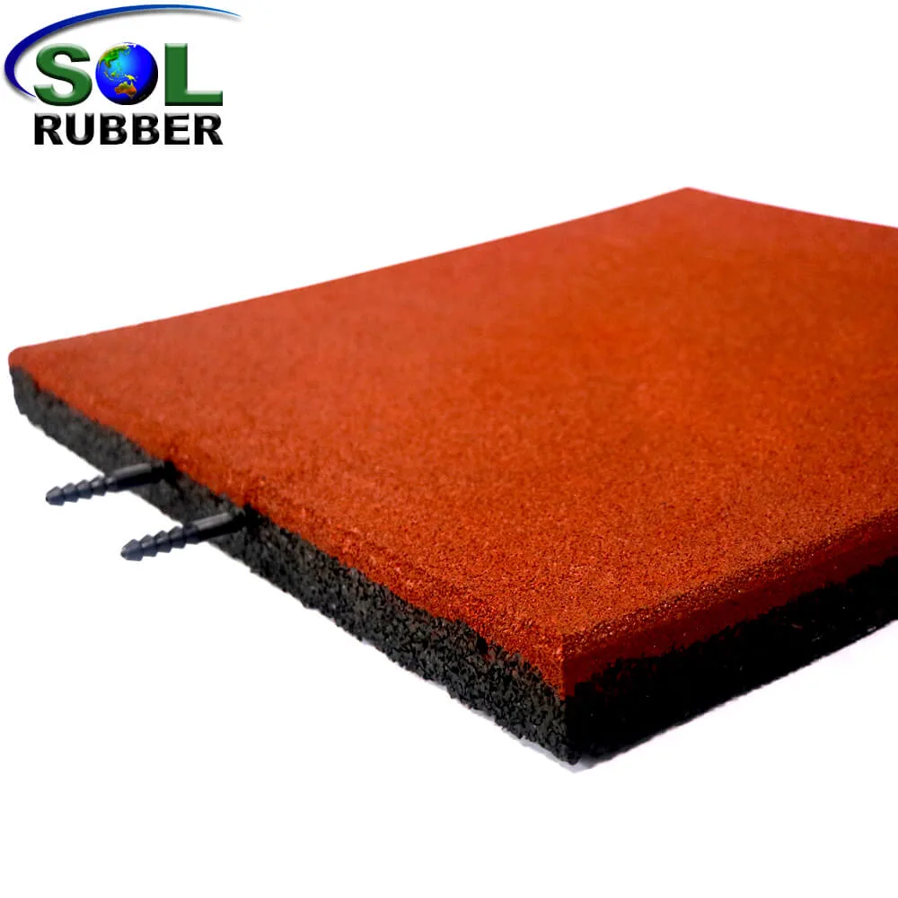Sol Rubber Green/Red Colorful Outdoor Playground Flooring Mat