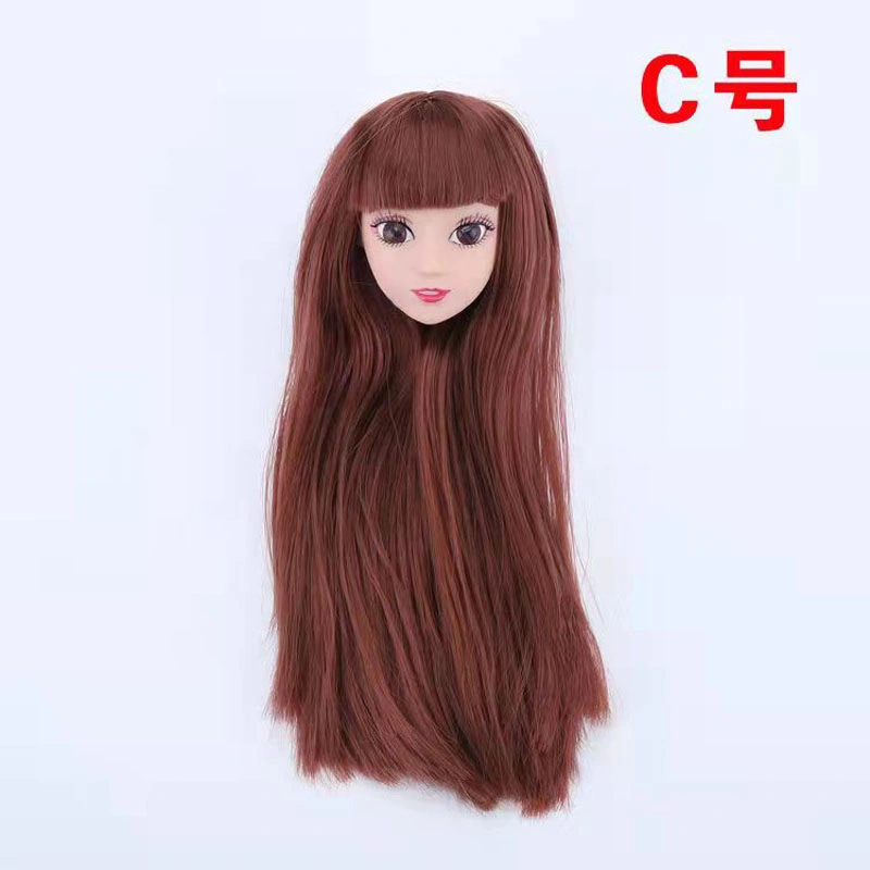 Plastic Toy Doll Accessory Straight Black Hair Head for 1/6 Doll