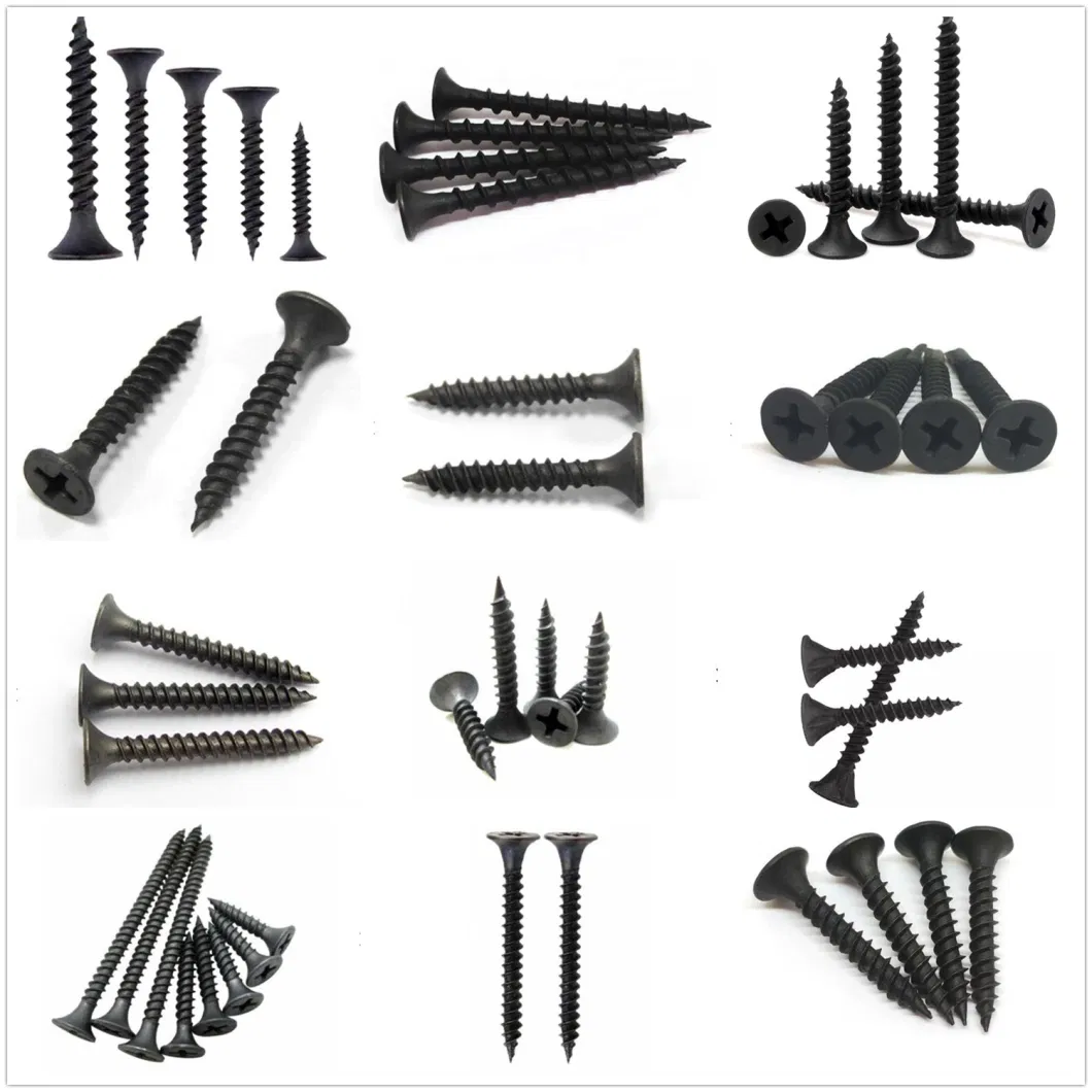 3.5*32 Round Xinruifeng Plastic Bag/Small Box/Bulk Packing Wood Screws Bugle Head Black/Grey Phosphated