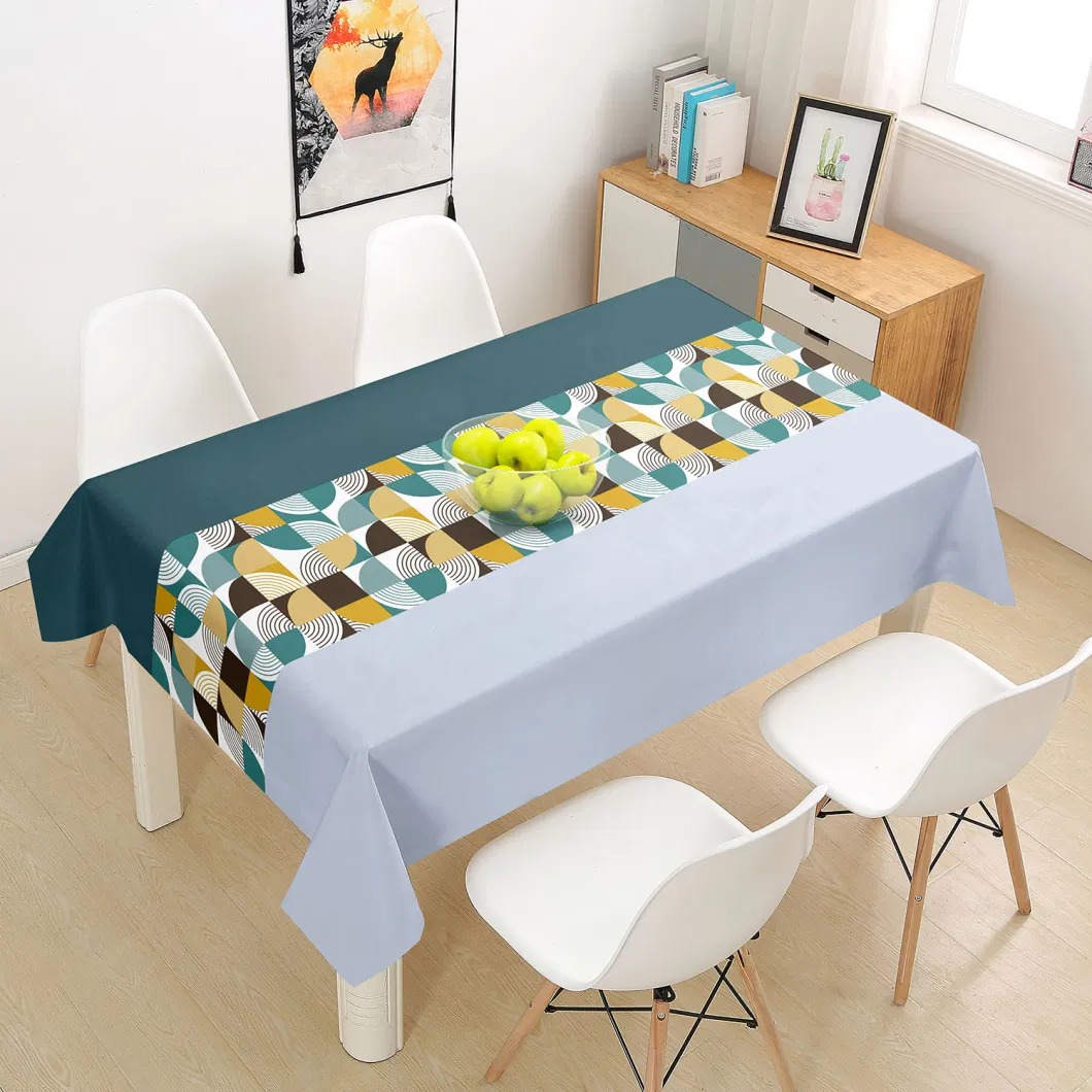 PVC Tablecloth Plain Textured Lines Easy Wipe Clean Retecangle Plastic Table Cloth