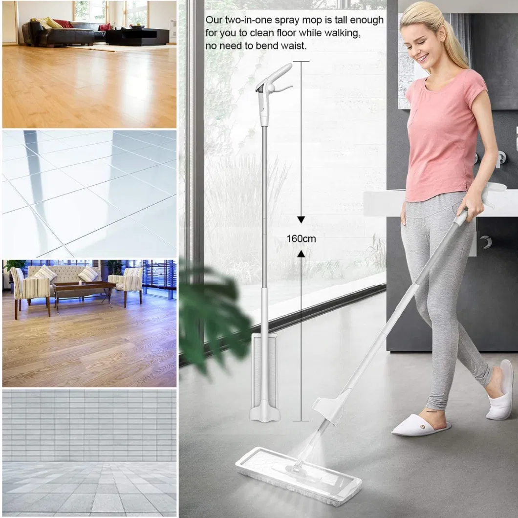 Detachable Washing Hand Free Spray Floor Flat Mop with Replacement Microfiber Pad Cleaning Mops for Household