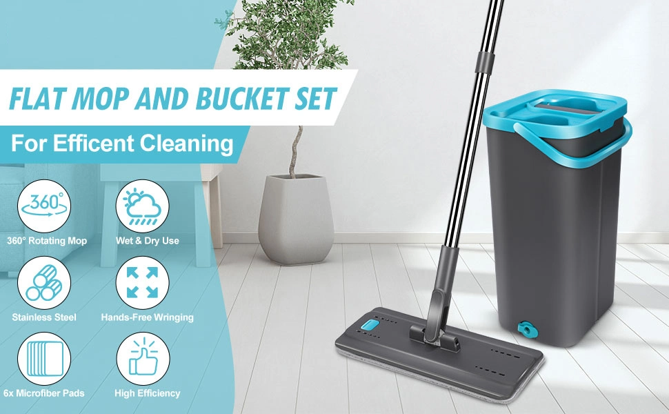 Mop and Bucket Set for Floor Cleaning Flat Mop