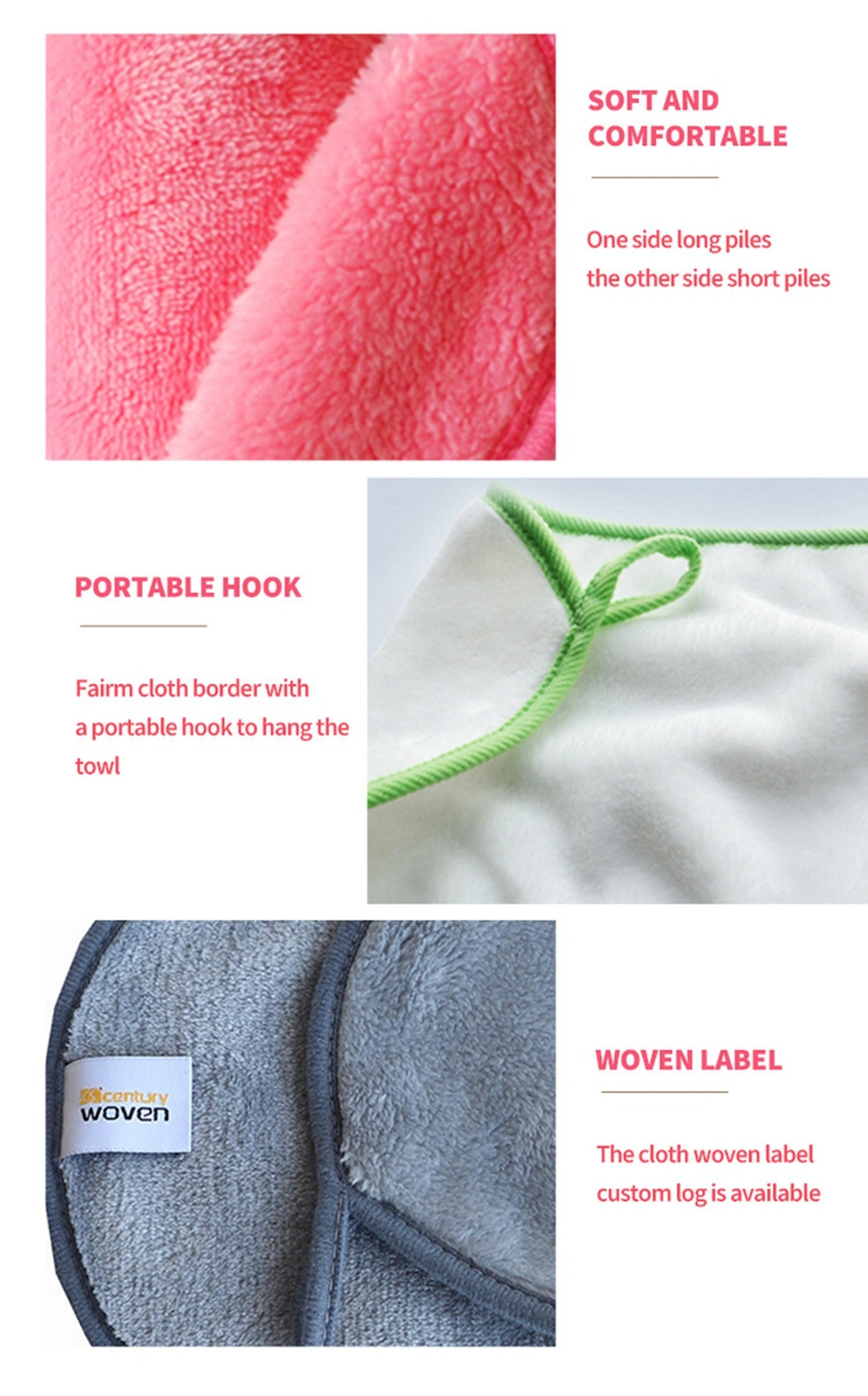 Reusable Coral Fleece Microfibre Makeup Remover Face Cloth Private Label Microfiber Pads Cloth