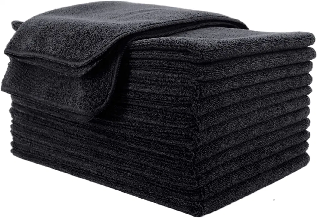 250GSM 40*40cm Black Microfiber Cleaning Cloth for Kitchen Car Household Made of Microfibre Fabrics