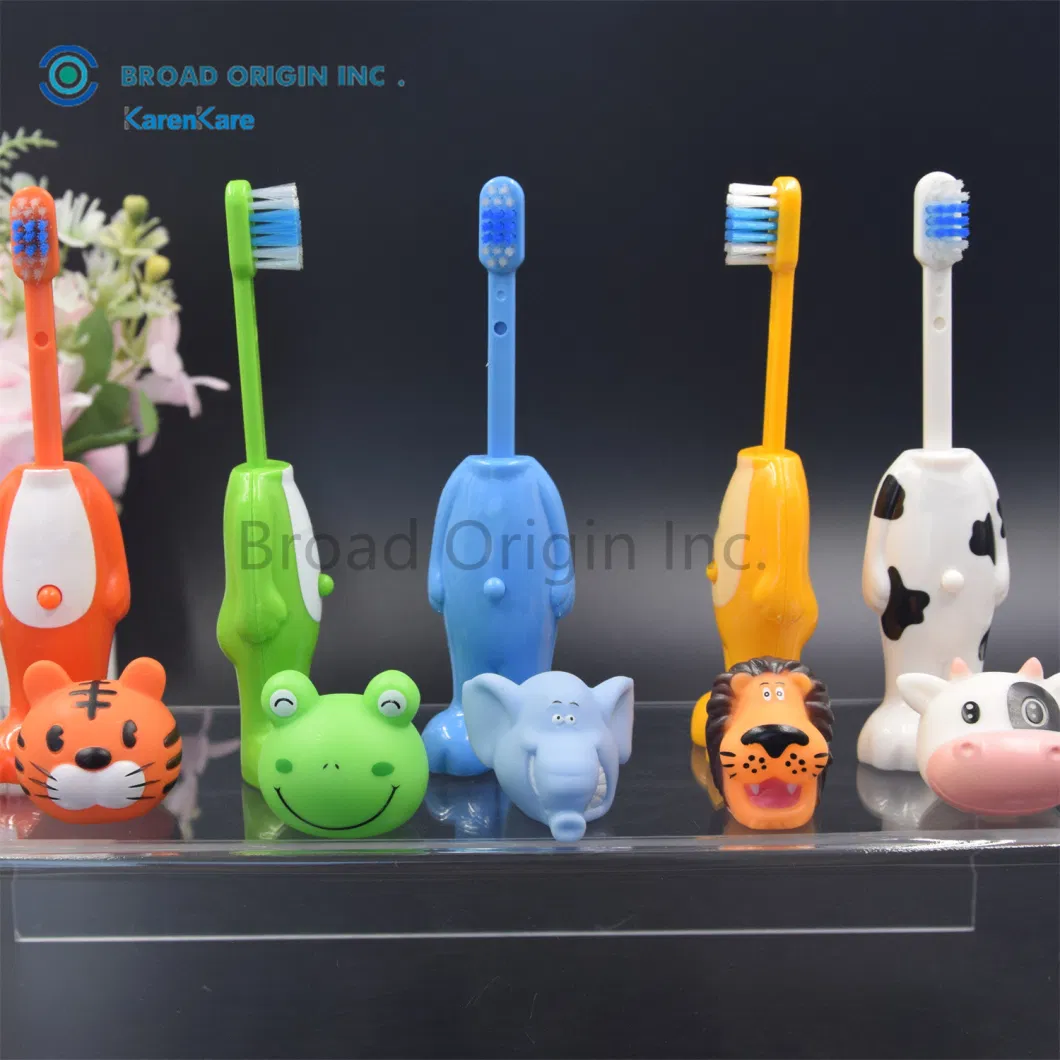 BPA Free Unique Tiger Character Head Funny Kids Toothbrush Animal Shape