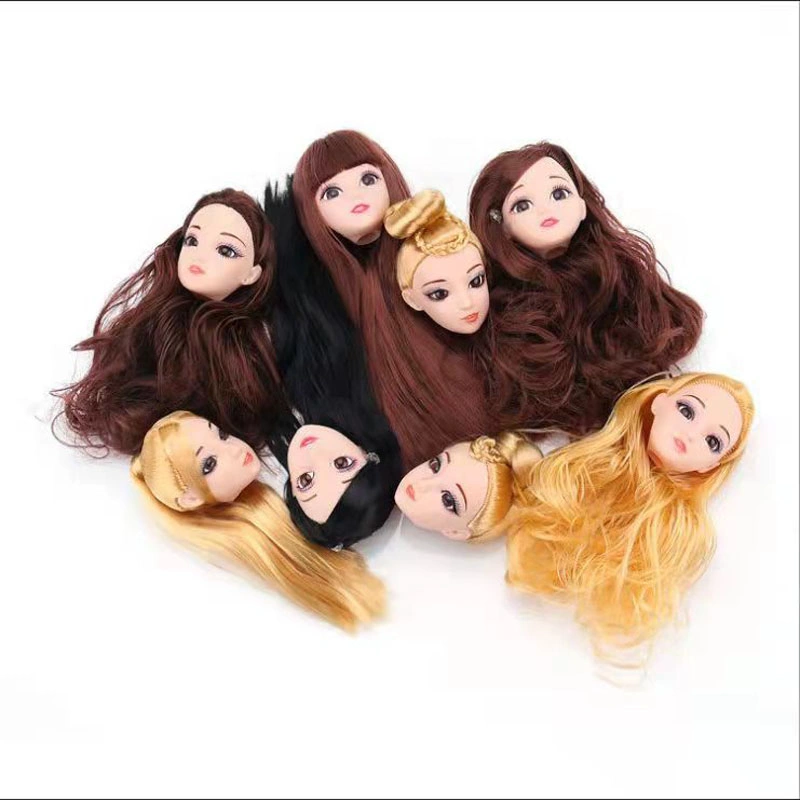 Plastic Toy Doll Accessory Golden Straight Hair Head for 1/6 Doll