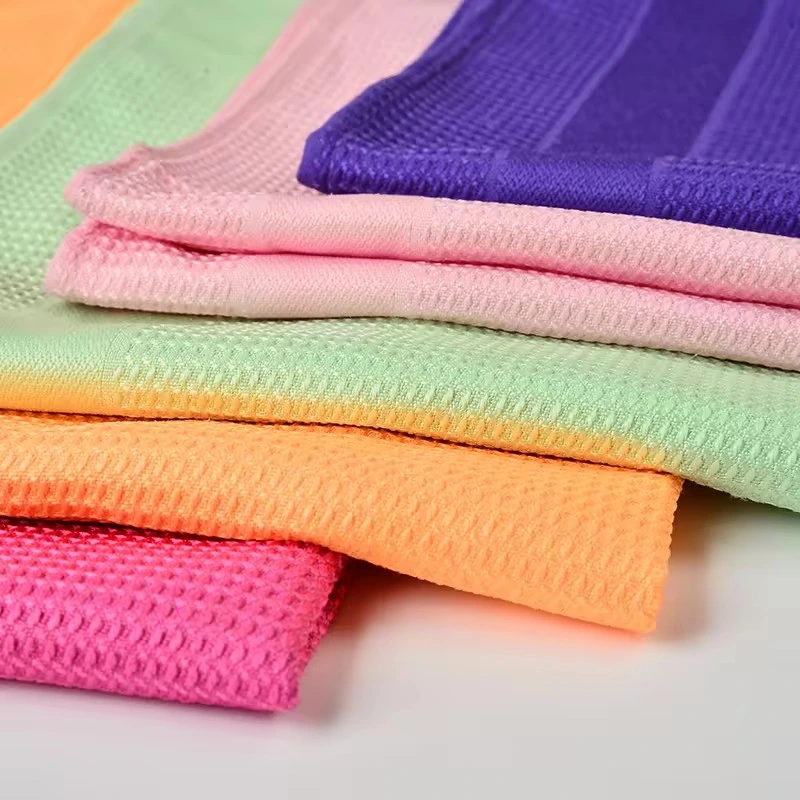 Esun 60*40cm Super Absorbent Household Wash Microfibre Kitchen Magic Microfiber Cleaning Cloths Waffle Weave Tea Towels