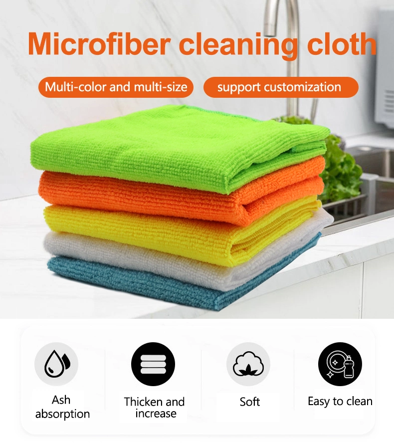 Custom Logo Household Super Microfiber Cleaning Cloth Stripe Printing Dish Wash Cloth Kitchen Dishcloth Knitted Micro Fiber Rag