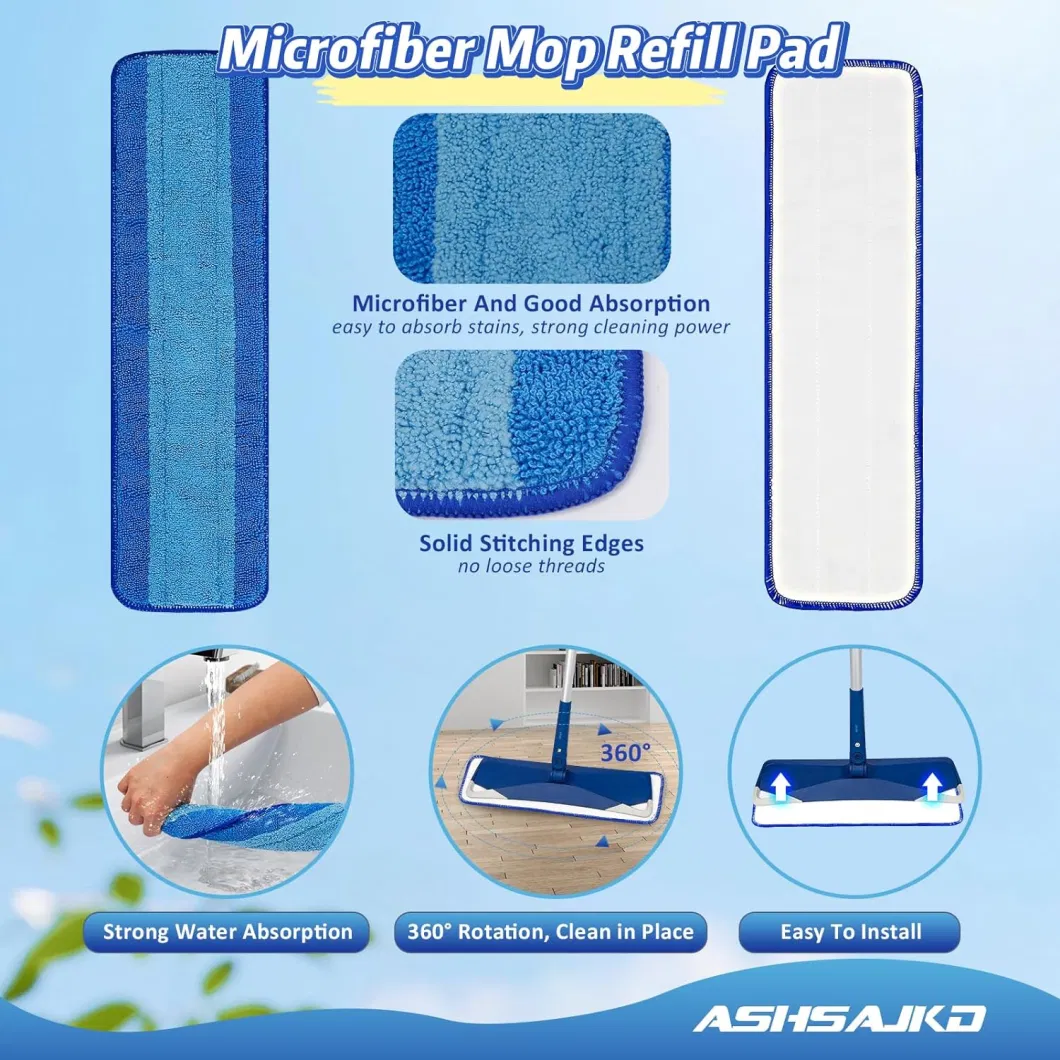 Microfiber Cleaning Pad Mop Refill Pad -Reusable Wet and Dry, Highly Absorbent, Removes Stains Easily