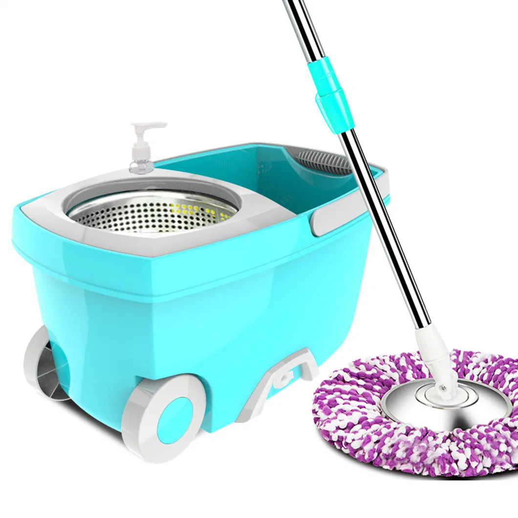 Floor Cleaning System with 6 Microfiber Replacement Head Refills Spin Mop Bucket System