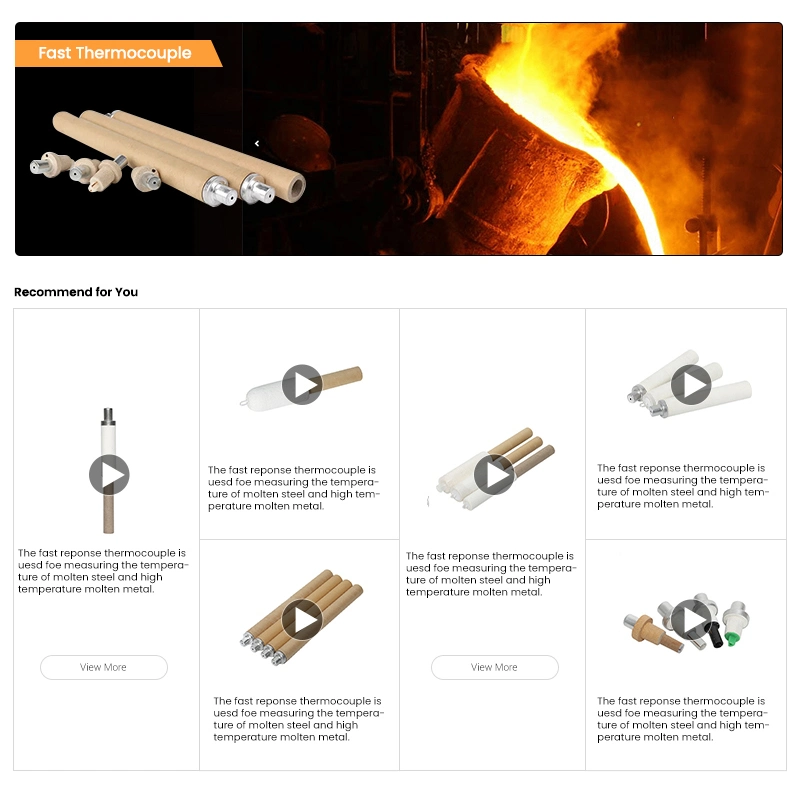 Sefu K Thermocouples China Expendable Thermocouple Manufacturer Immersion Expendable Fast Response Molten Steel Disposable Thermocouple Head/Tip for Steel Mills