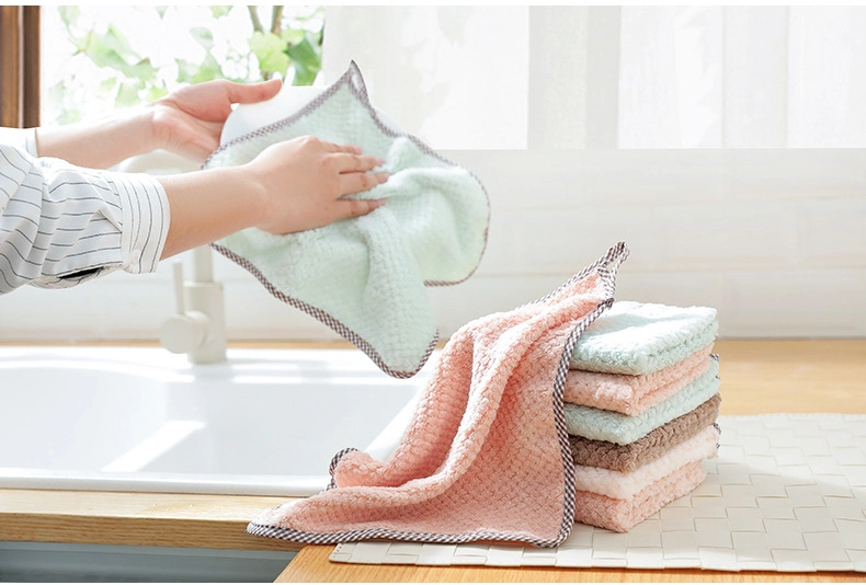 Multifunctional Super Soft Microfibre Coral Fleece Kitchen Cleaning Towel Dish Drying Cloth