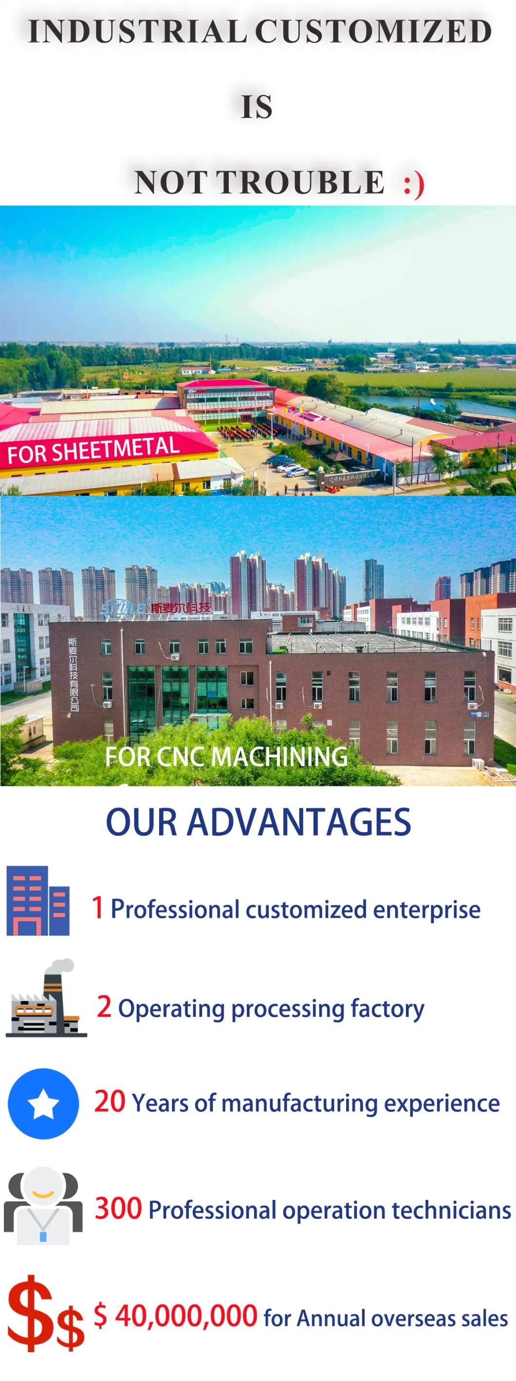 Smile OEM China Factory Made High Precision Metal Stamping Welding CNC Machining Processed Parts for Vehicles