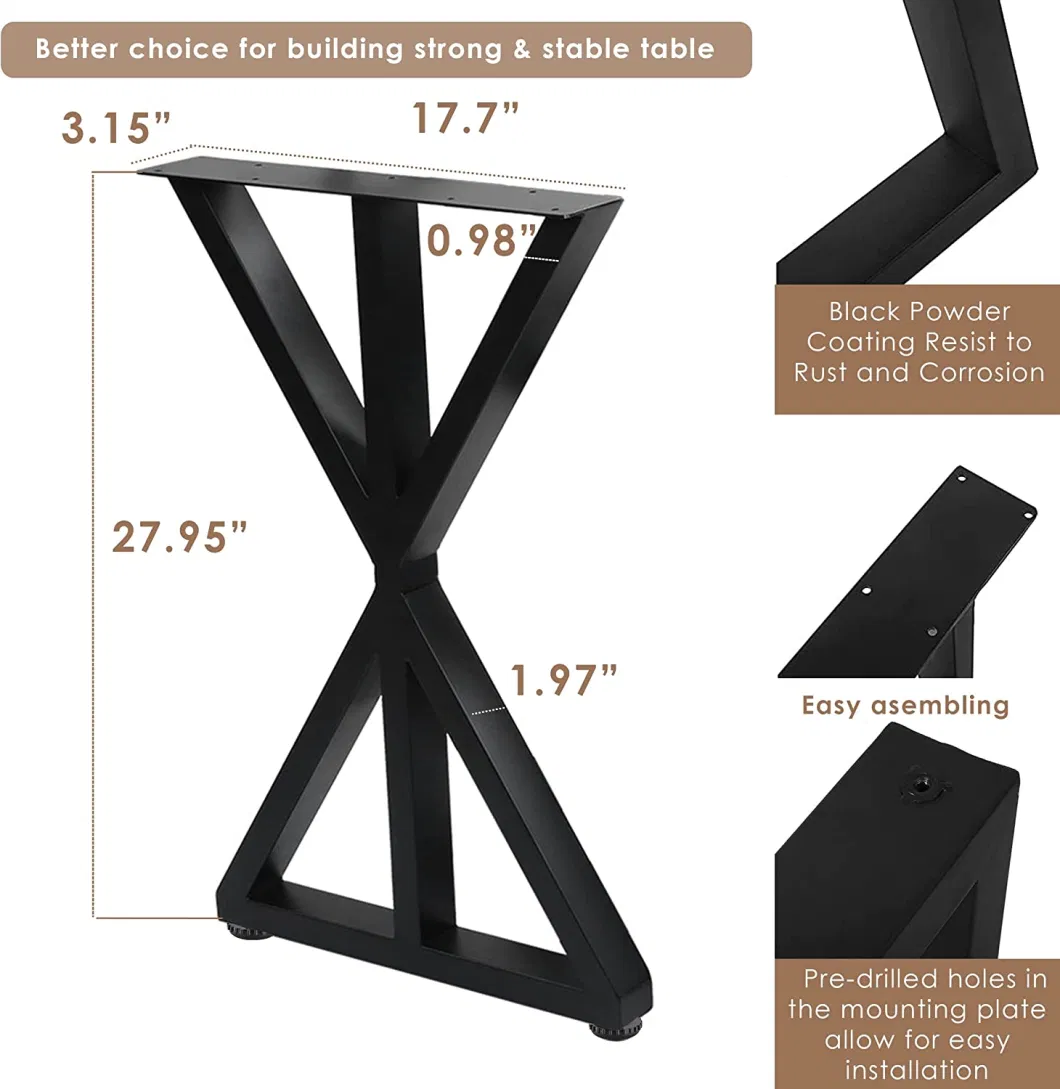 Metal Table Legs Modern Iron DIY Desk Leg Support Home Furniture Hardware Parts Black Simple Powder Coating for Table 2kg