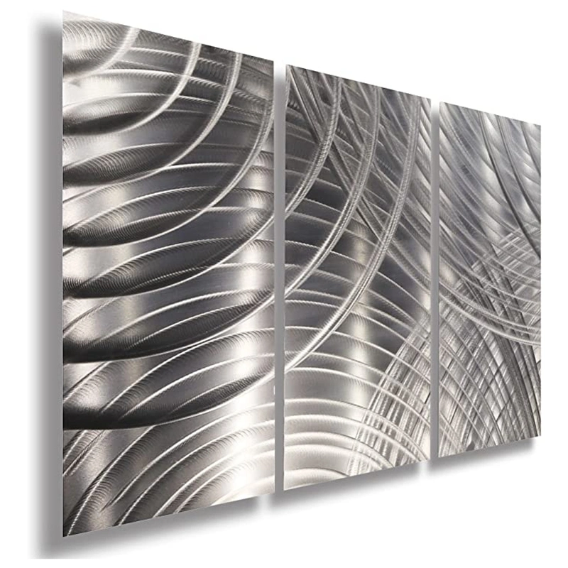 304 316 High Standard Stainless Steel Water Ripple Plate America 3D Laser Business Metal Customized Art Wall