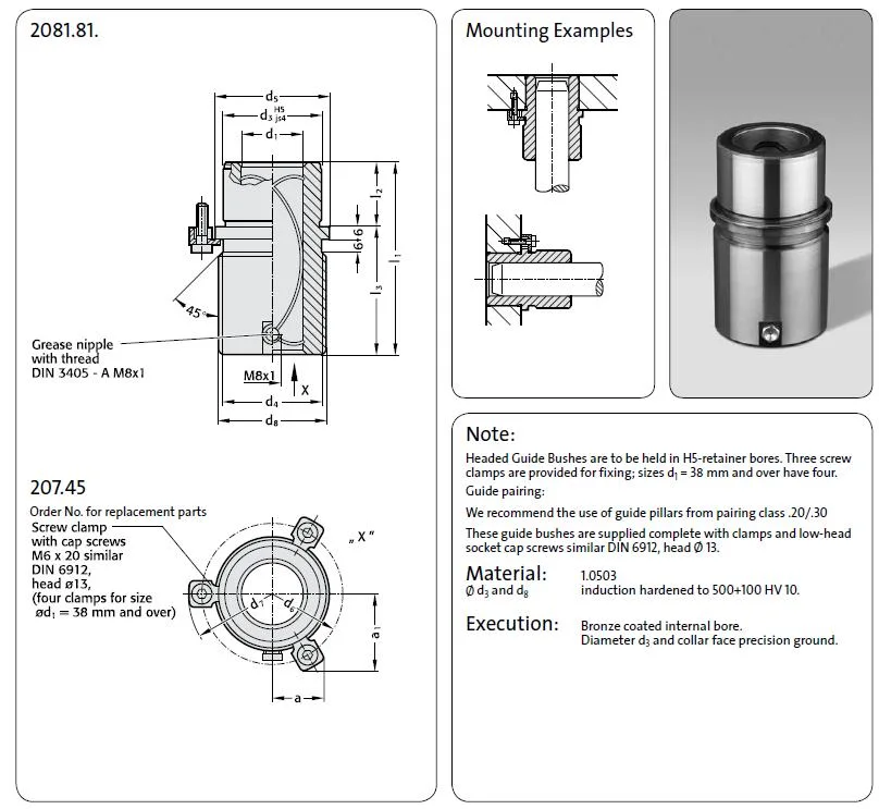 Punch Guide Bushes Fibro Sintered Bronze Bush or Mould Fibro Standard Components