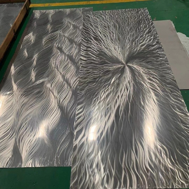 304 316 High Standard Stainless Steel Water Ripple Plate America 3D Laser Business Metal Customized Art Wall