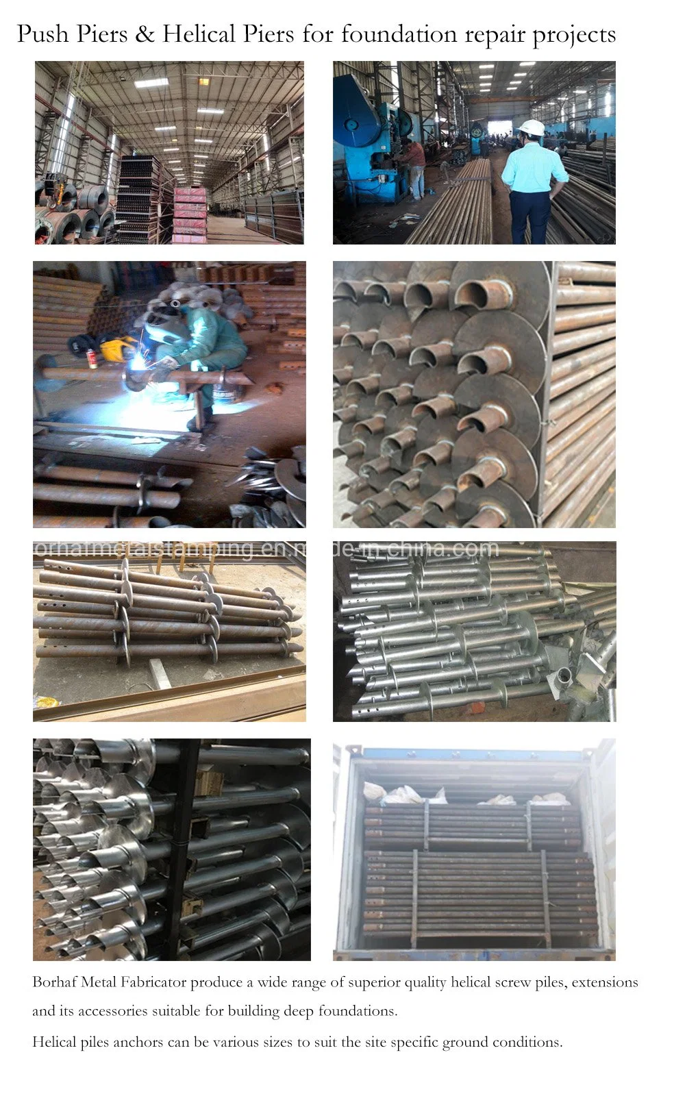 OEM Metal Building Material Hot Dipped Galvanized House Ground Anchor Push Steel Piers Push Piers Helical Piles for The Foundation Repair