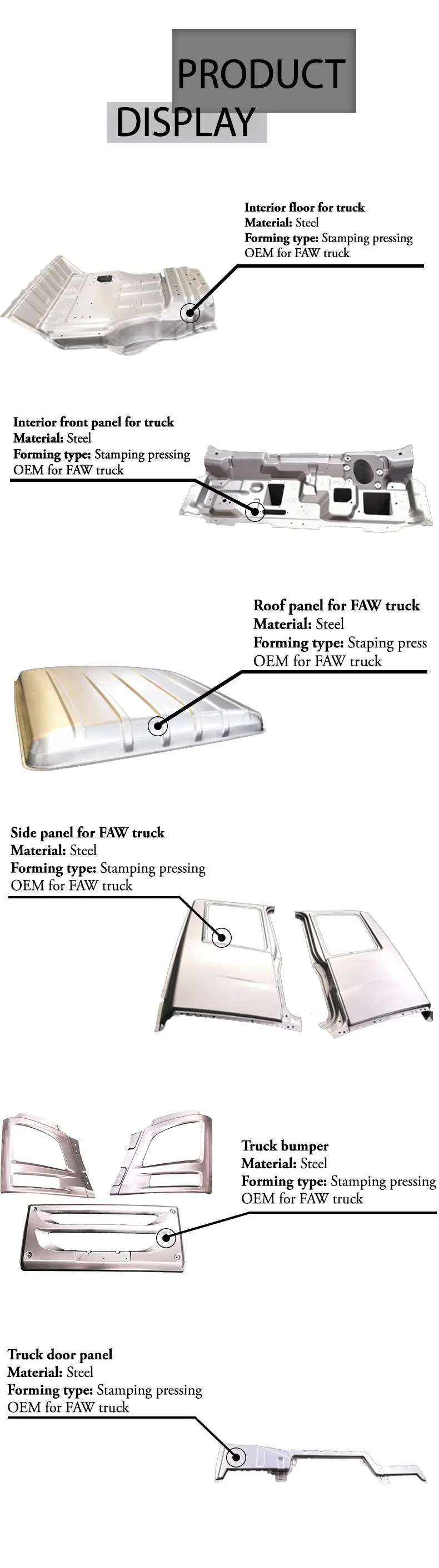 Precision Stamped Sheet Metal Components Auto Vehicle Body Panel Parts for Sheet Metal Fabrication