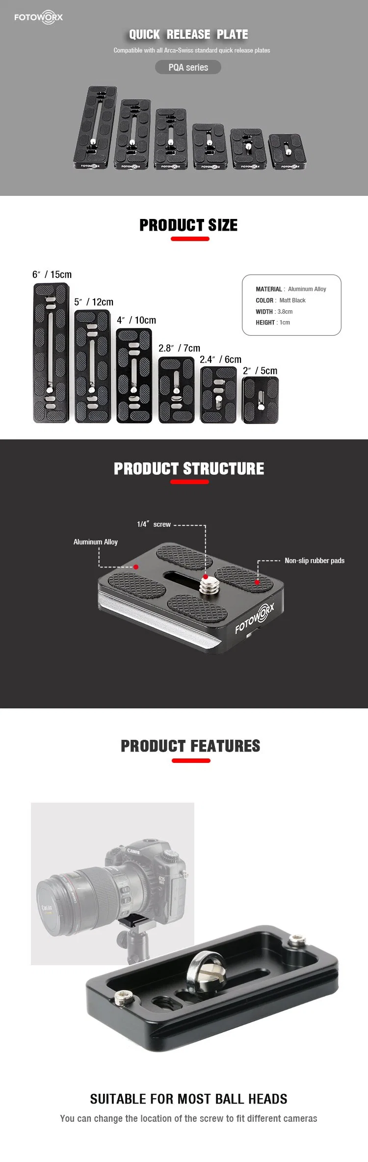 50mm CNC Machining Aluminum Parts Camera Quick Release Plates