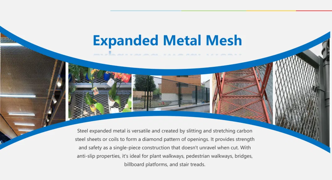 Galvanized, Aluminum/Mild Steel/Stainless Steel Mesh Expanded Metal Guardrail Nikel Hexagonal Expanded Metal for Scaffolding Expanded Metal Brick Mesh Plate