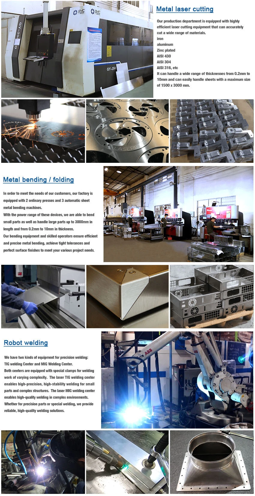 Custom OEM Precision Laser Cutting Service Processing Bending Parts Fabrication Sheet Metal