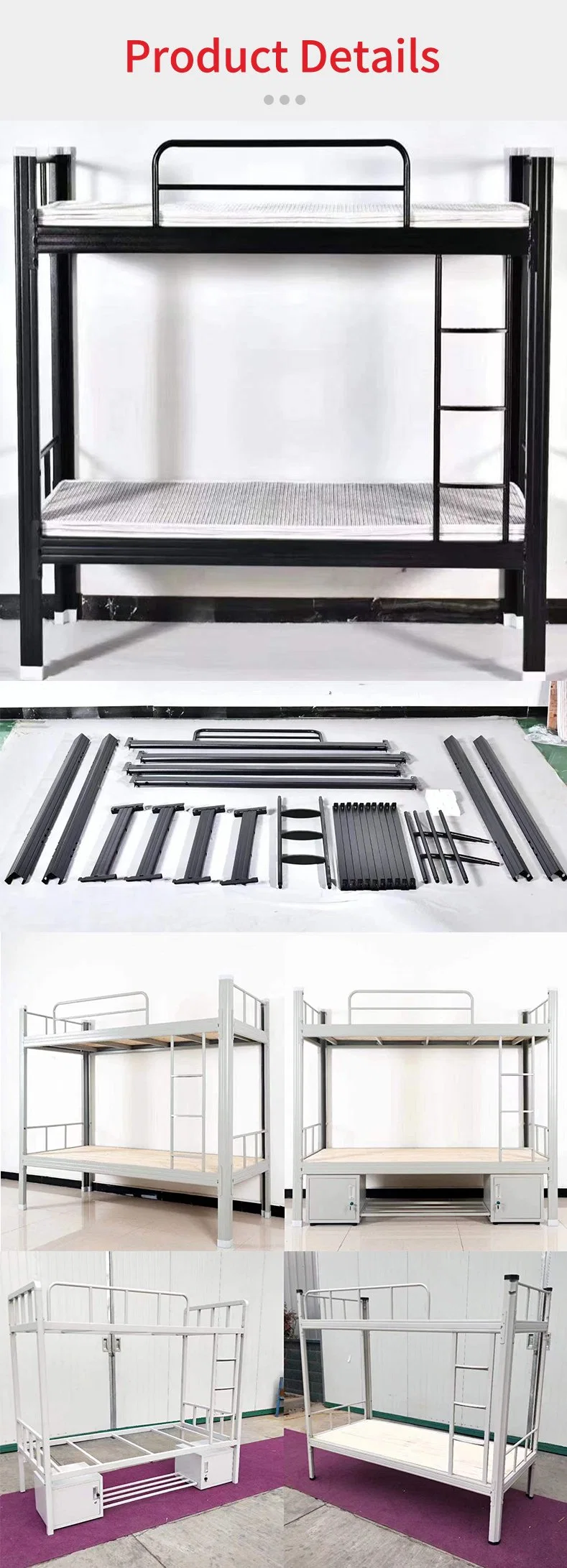 School/Bedroom Furniture Dormitory Steel Double Bed Metal Folding Frame Bunk Bed