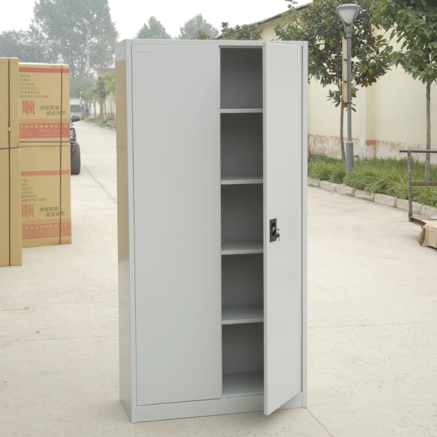 Large Double 2 Swing Door Cupboard Lockable Metal Storage Office Steel Cabinet