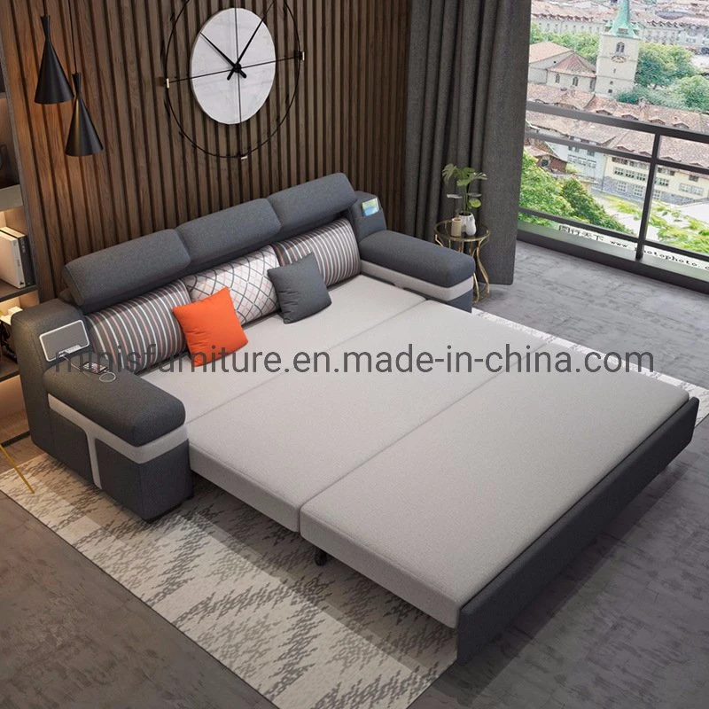 (M-SF511) Home Living Room/Office Furniture 3 Seats Folding Fabric Latex Sofa Bed