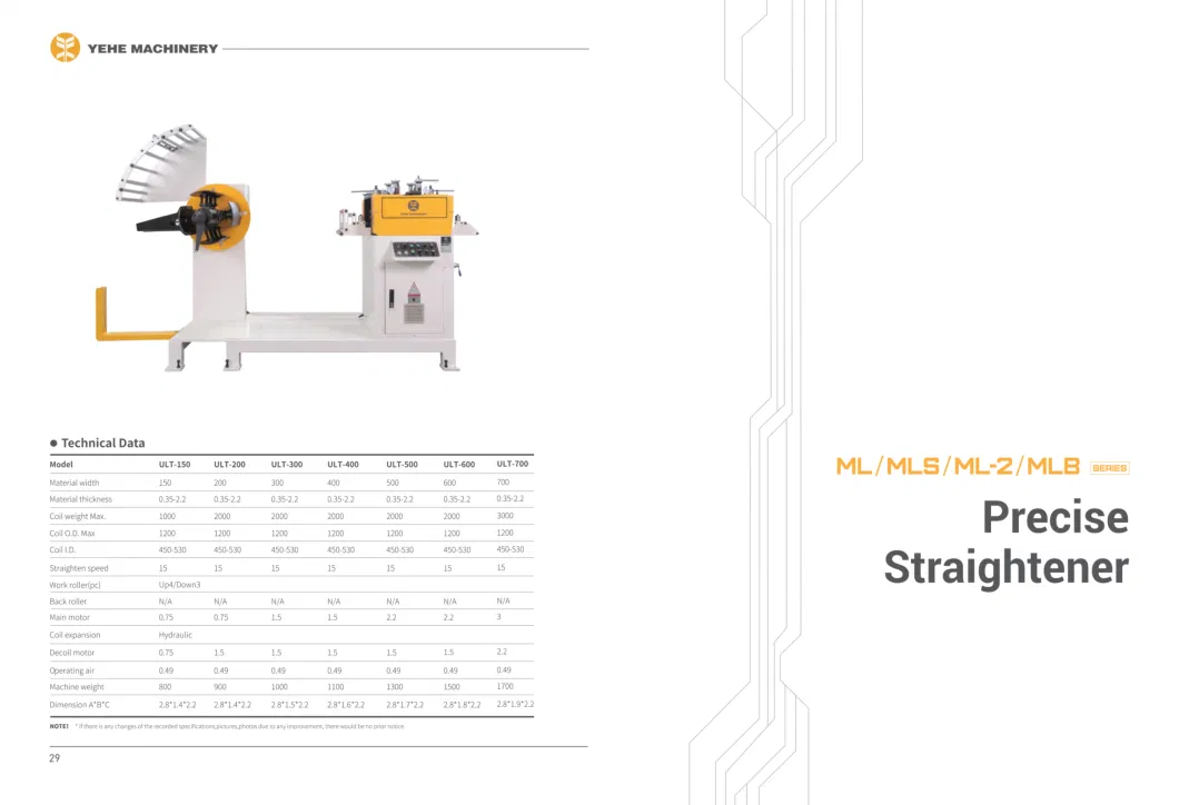 Heavy Precision Automation Straightening and Feeding Machine for Press Stamping Car Part Sheet Metal and Steel Coil