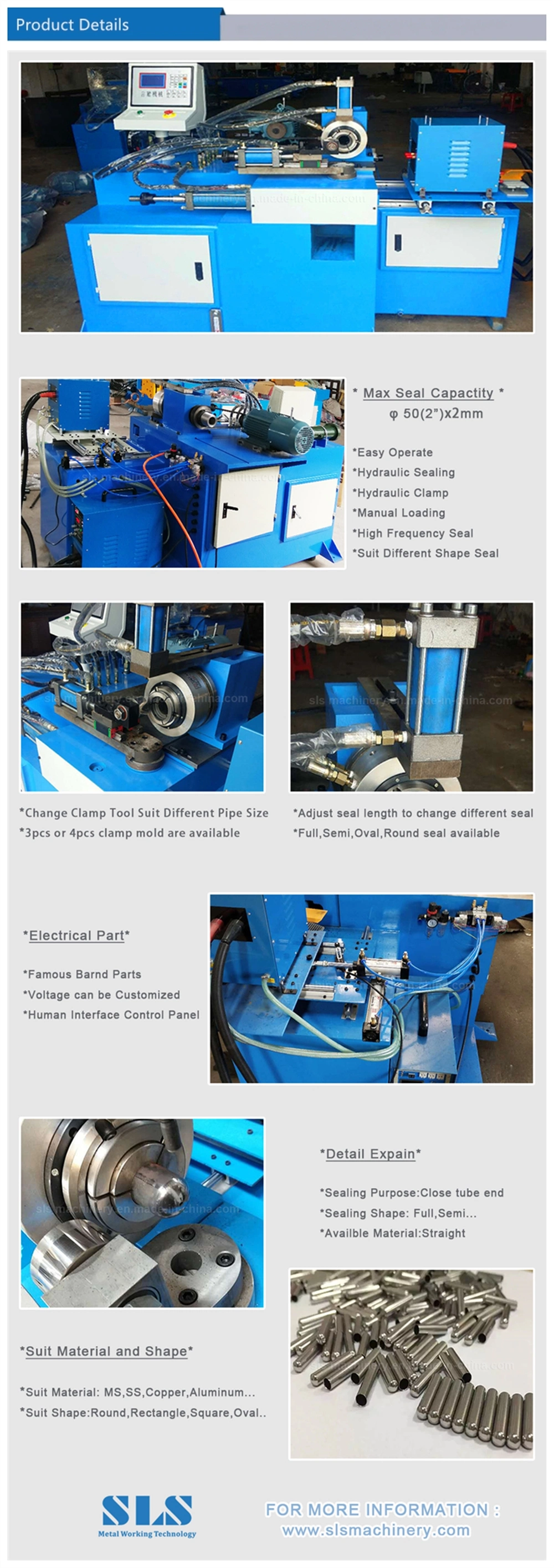 RF Heating Tube End Roll Closing Machine / CNC Pipe Mouth Forming Sealer / Automatic Copper Aluminum Metal Steel Pipe End Sealing Machine