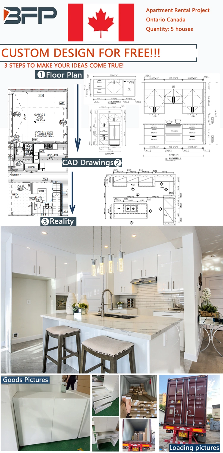 High Gloss Lacquer Pure White Modern Kitchen Cabinet with Island