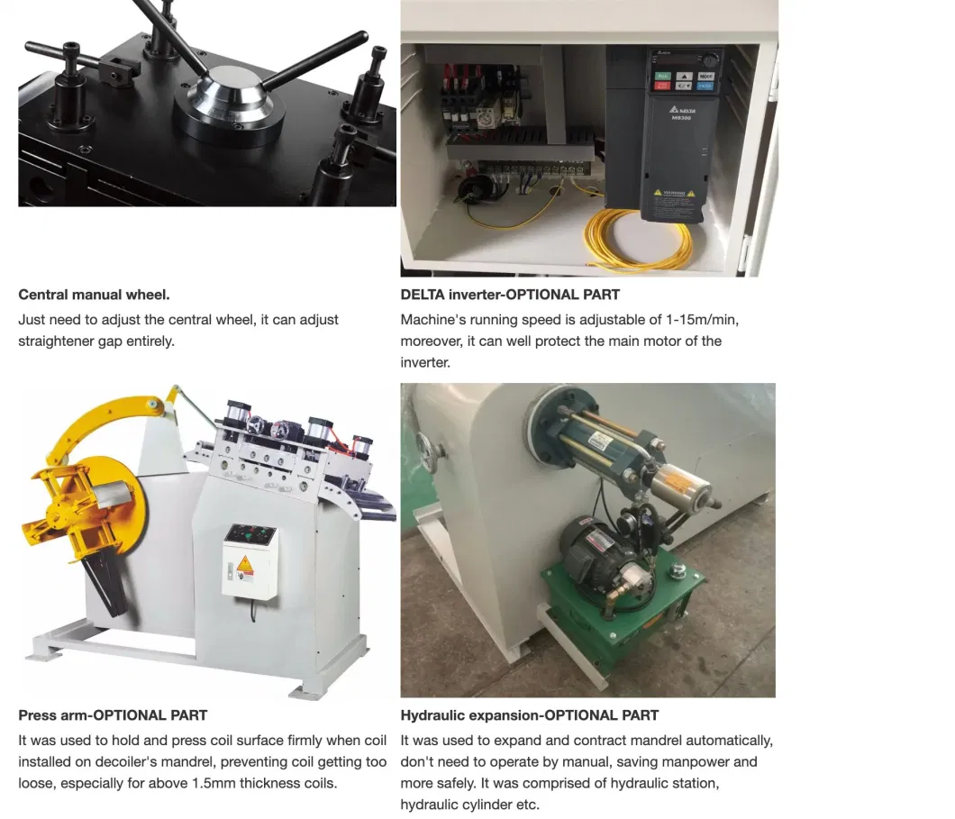 Automatic Plate/Sheet Metal Coil Stock 2 in 1 Decoiler Straightener/Uncoiler Leveller Two in One Decoiling Feeder Straightening Machine for Metal Stamping Parts