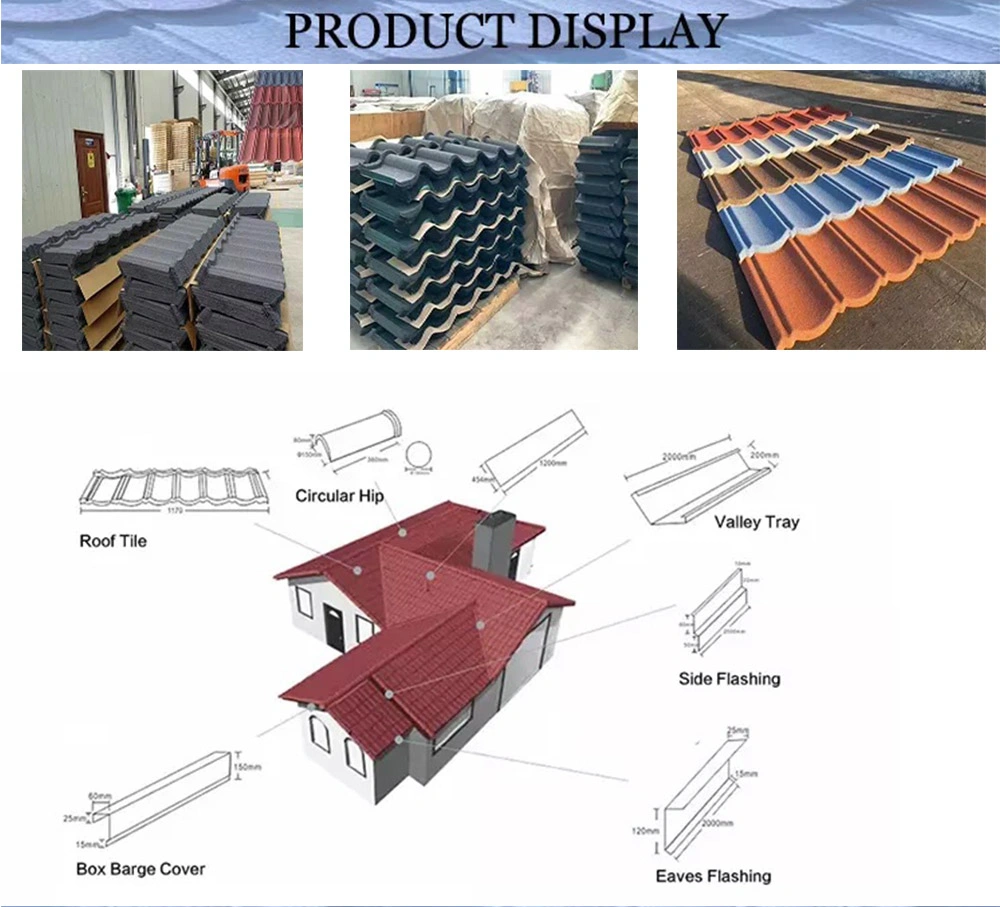 Building Material Stone Coated Chip Coated Roof Tile Stone Coated Roofing Tile Metal