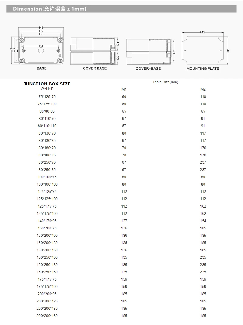 IP67 Waterproof Electrical Enclosure PC Junction Box Control Cabinet with Hinges and Buckles