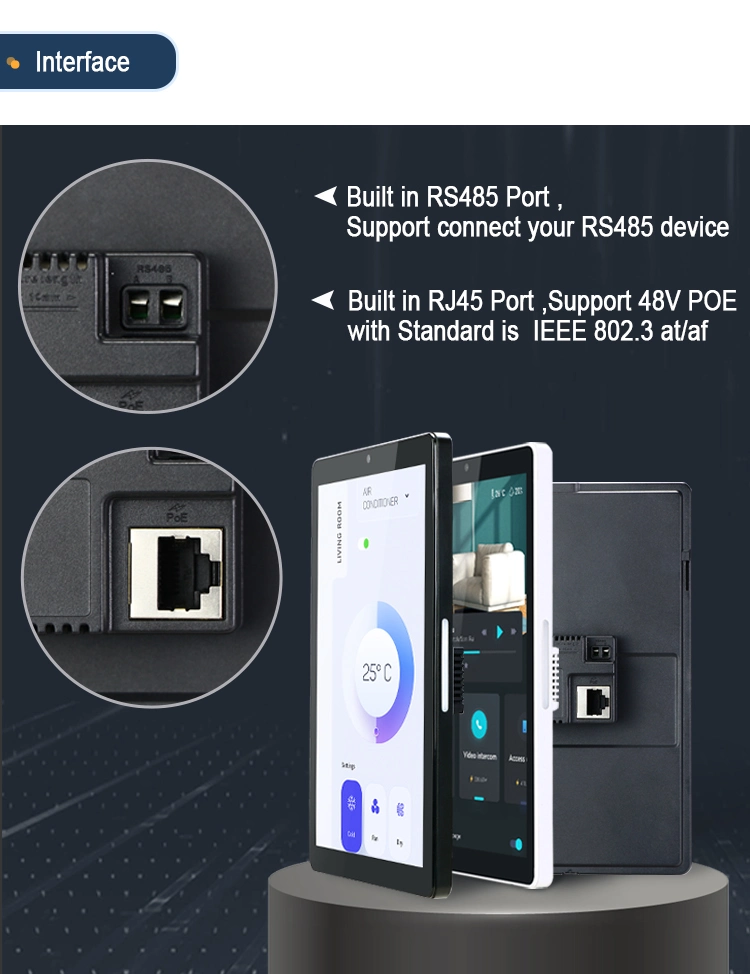Factory Customized Smart Home Automation in-Wall Mount Poe RS485 Touch Control Switch 8 Inch Touchscreen Panel