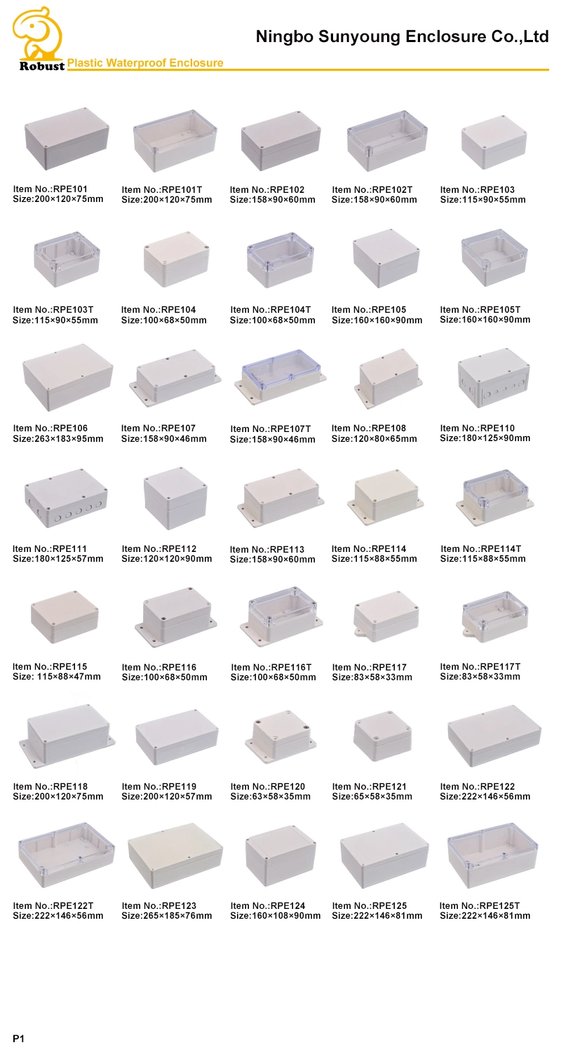 Size Optional ABS IP65 Rating Draw Latch Plastic Showerproof Injection Molding Enclosures