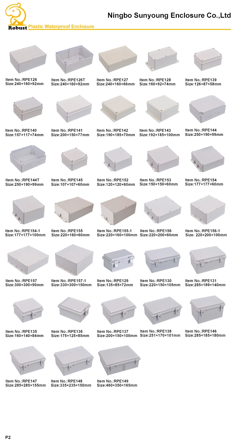 Size Optional ABS IP65 Rating Draw Latch Plastic Showerproof Injection Molding Enclosures